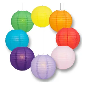 10" Rainbow Celebration Party Pack Parallel Paper Lantern Combo Set (8-Pack)