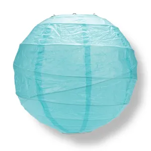 12 PACK | 12"  Baby Blue Crisscross Ribbing, Hanging Paper Lantern Combo Set
