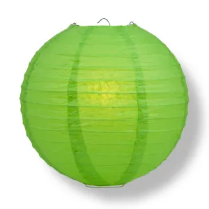 12 PACK | 12" Grass Green Even Ribbing Round Paper Lantern, Hanging Combo Set