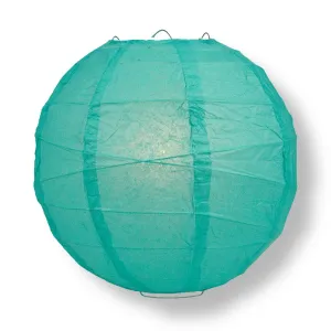 12 PACK | 12"  Teal Green Crisscross Ribbing, Hanging Paper Lantern Combo Set