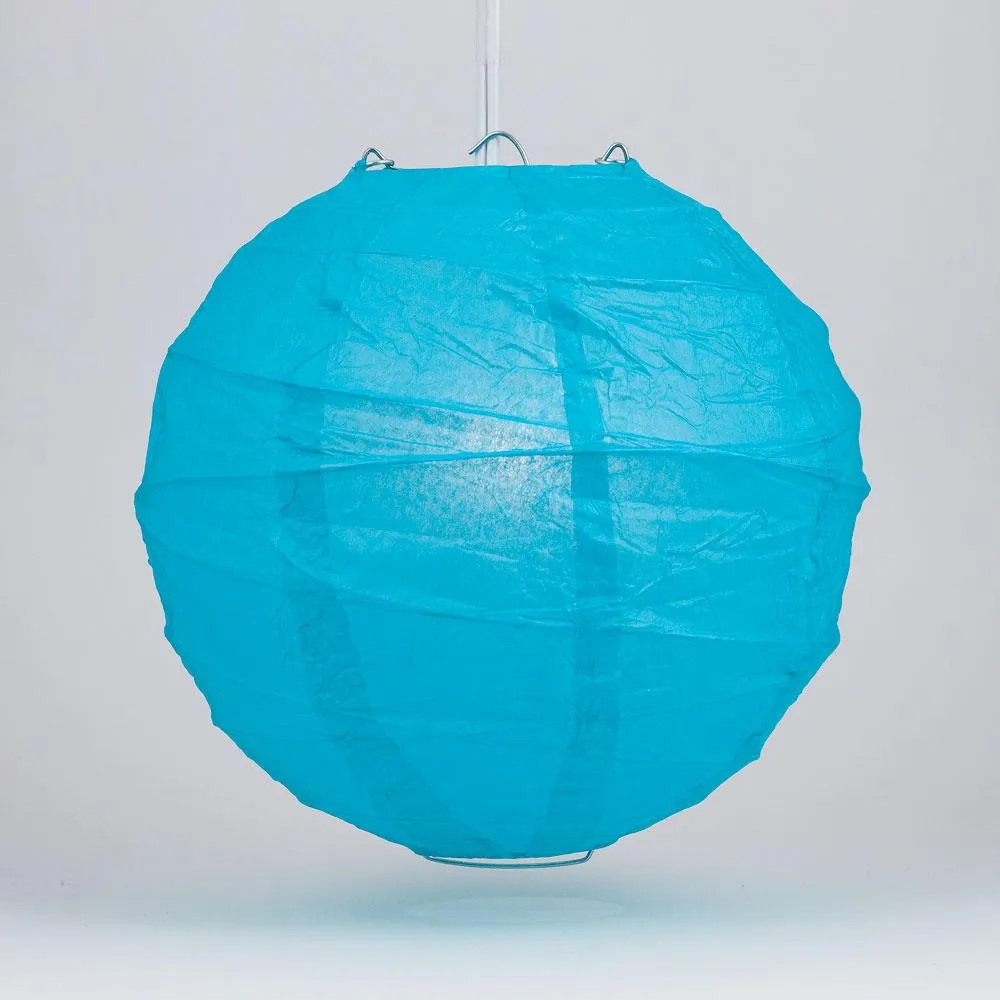 12 PACK | 12"  Turquoise Blue Crisscross Ribbing, Hanging Paper Lantern Combo Set