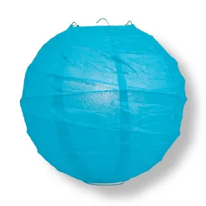 12 PACK | 12"  Turquoise Blue Crisscross Ribbing, Hanging Paper Lantern Combo Set