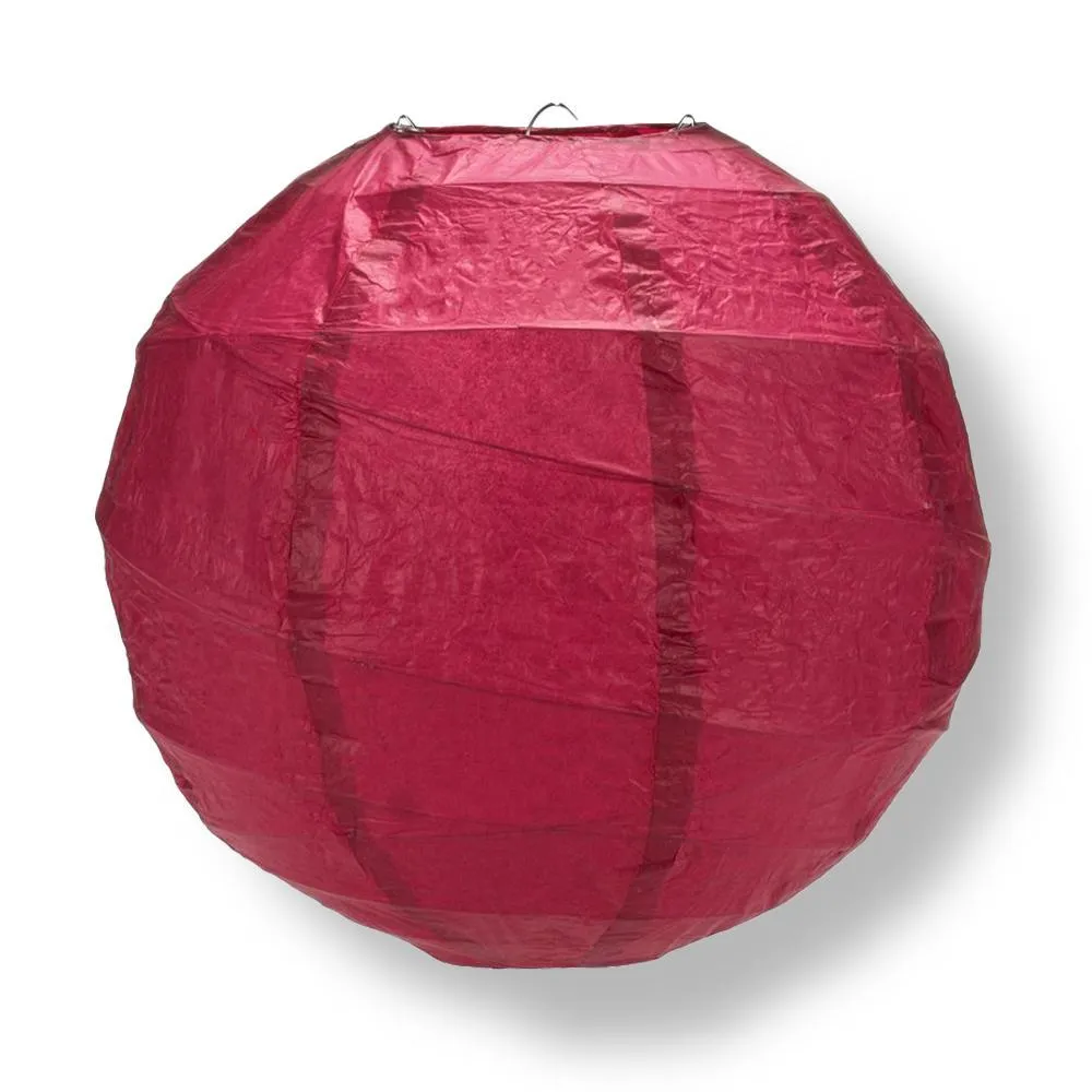 12 PACK | 12"  Velvet Red Crisscross Ribbing, Hanging Paper Lantern Combo Set