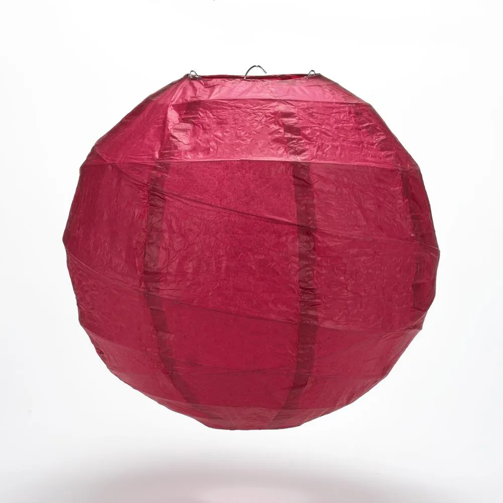 12 PACK | 12"  Velvet Red Crisscross Ribbing, Hanging Paper Lantern Combo Set