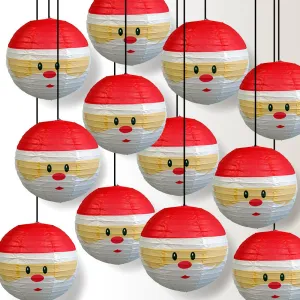 12-Pack 14 Inch Santa Claus Christmas Holiday Paper Lantern