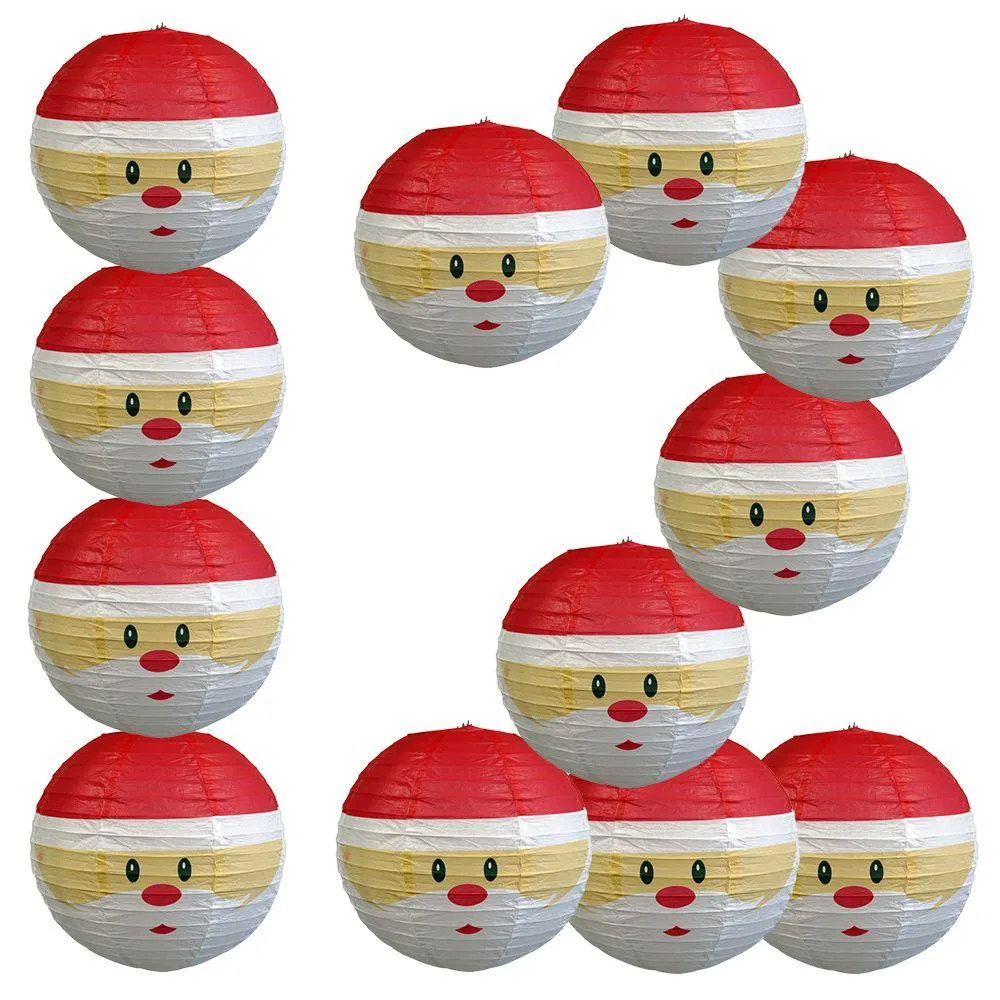 12-Pack 14 Inch Santa Claus Christmas Holiday Paper Lantern