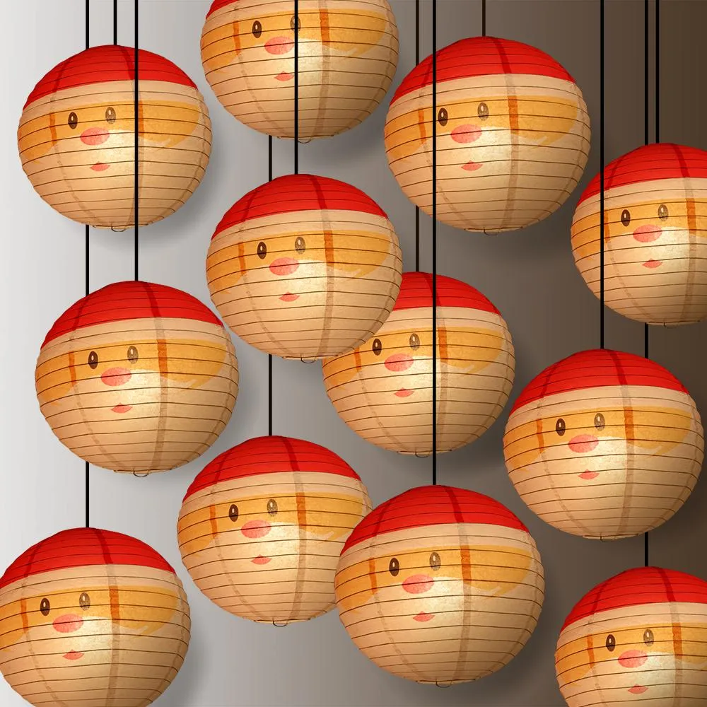 12-Pack 14 Inch Santa Claus Christmas Holiday Paper Lantern