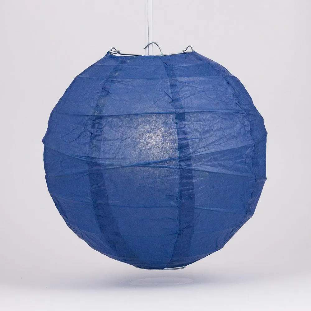 12-Pack 16 Inch Navy Blue Free-Style Ribbing Round Paper Lantern