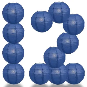 12-Pack 16 Inch Navy Blue Free-Style Ribbing Round Paper Lantern