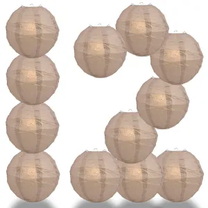 12-Pack 24 Inch Dusty Sand Rose Free-Style Ribbing Round Paper Lantern