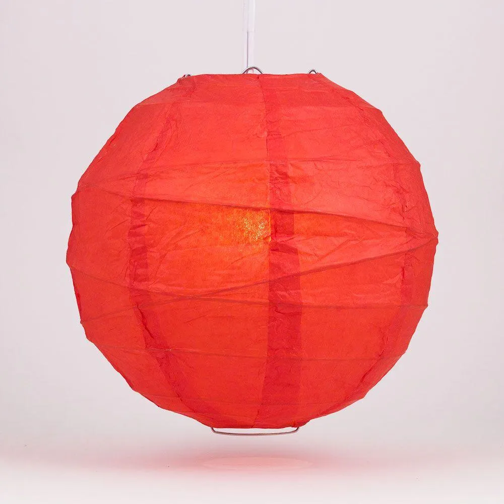 12-Pack 24 Inch Red Free-Style Ribbing Round Paper Lantern