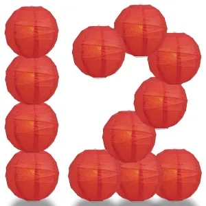 12-Pack 24 Inch Red Free-Style Ribbing Round Paper Lantern