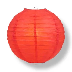14" Red Round Paper Lantern, Even Ribbing, Chinese Hanging Wedding & Party Decoration
