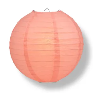 14" Roseate / Pink Coral Round Paper Lantern, Even Ribbing, Chinese Hanging Wedding & Party Decoration