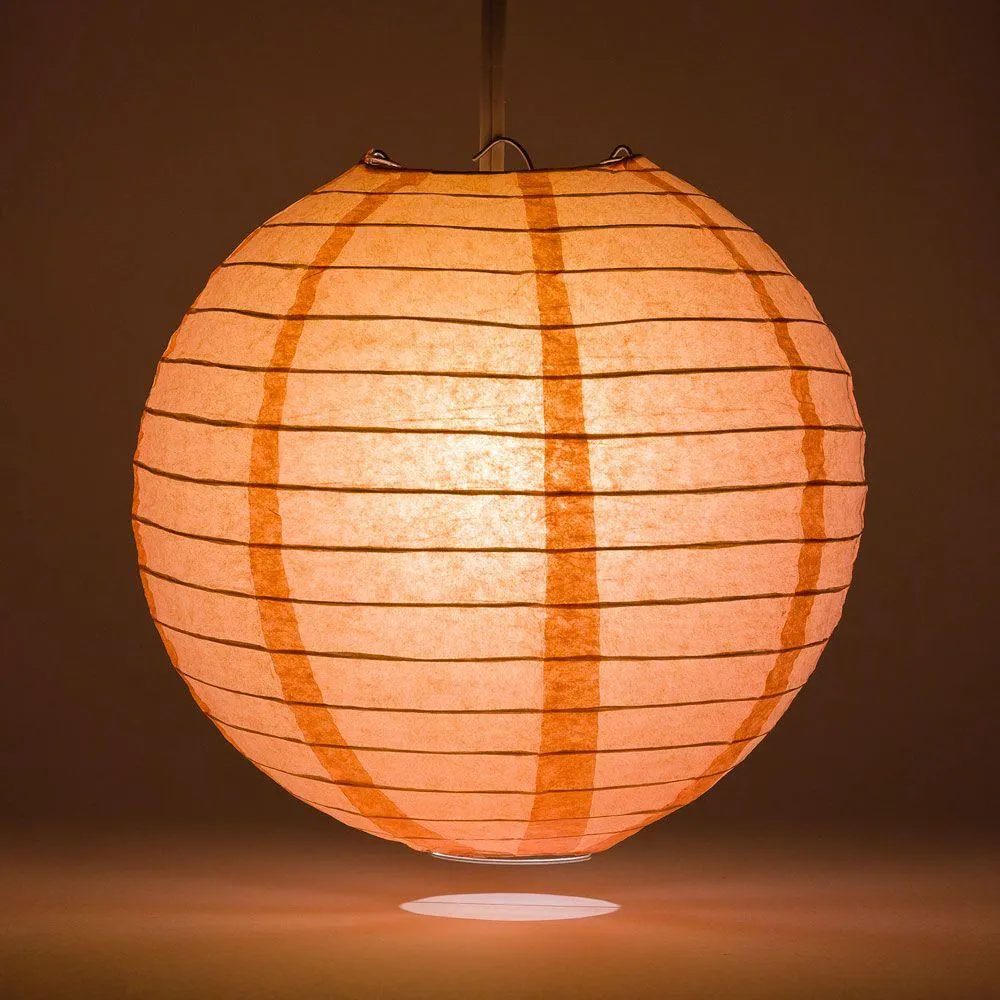 14" Roseate / Pink Coral Round Paper Lantern, Even Ribbing, Chinese Hanging Wedding & Party Decoration
