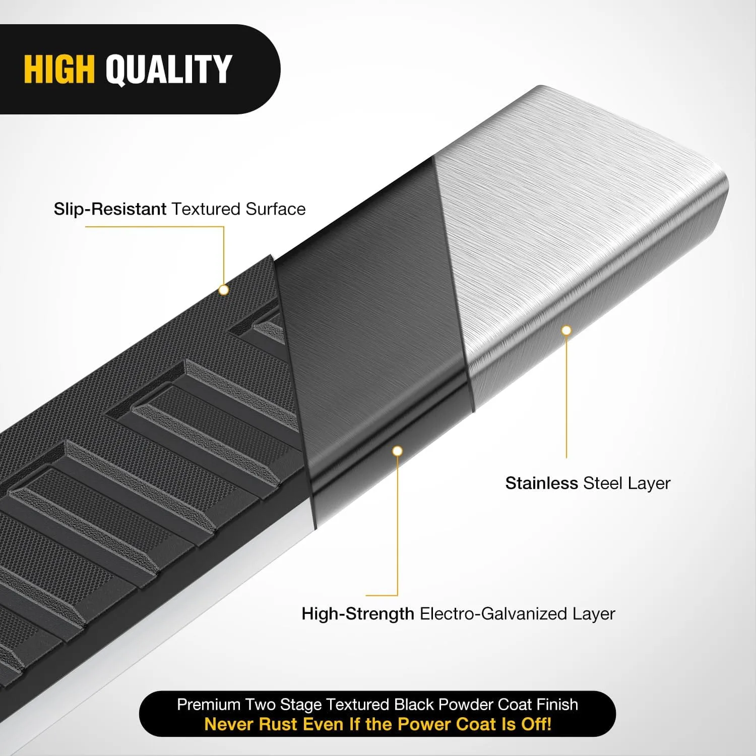 2007-2018 Chevy Silverado/GMC Sierra 1500 Double Extended Cab 2007-2019 Chevy Silverado/GMC Sierra 2500HD 3500HD 6 Inch Stainless Steel Side Step Nerf Bars Running Boards
