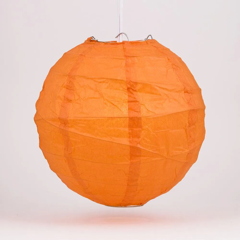 20" Persimmon Orange Round Paper Lantern, Free-Style Ribbing, Chinese Hanging Wedding & Party Decoration
