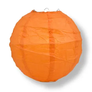 20" Persimmon Orange Round Paper Lantern, Free-Style Ribbing, Chinese Hanging Wedding & Party Decoration