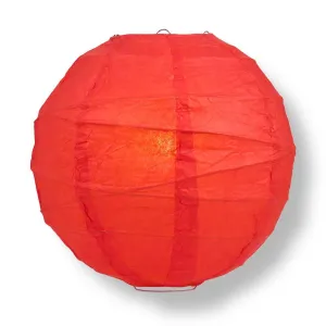 20" Red Round Paper Lantern, Free-Style Ribbing, Chinese Hanging Wedding & Party Decoration