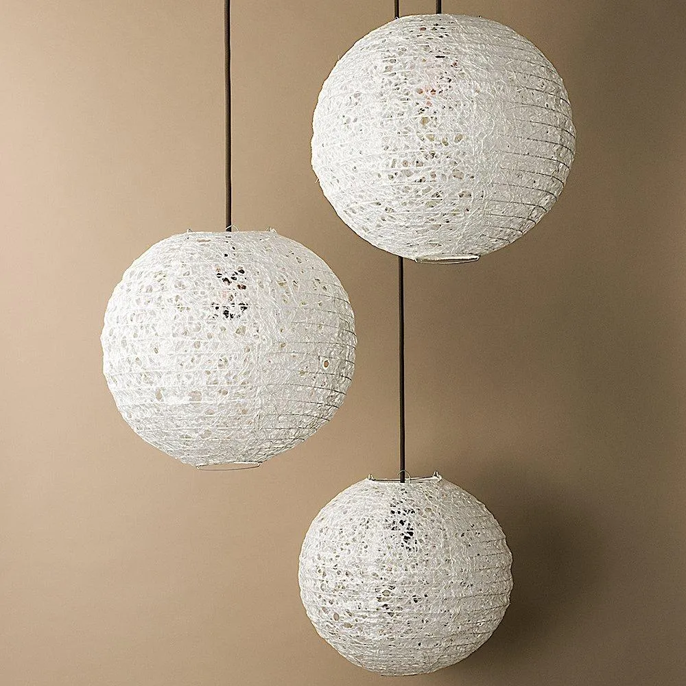 3-Pack 12" Designer Japanese Random Ogura Lace Fibrous Paper Lantern Shade