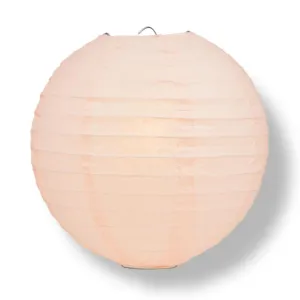 30" Rose Quartz Pink Jumbo Round Paper Lantern, Parallel Ribbing, Chinese Hanging Wedding & Party Decoration