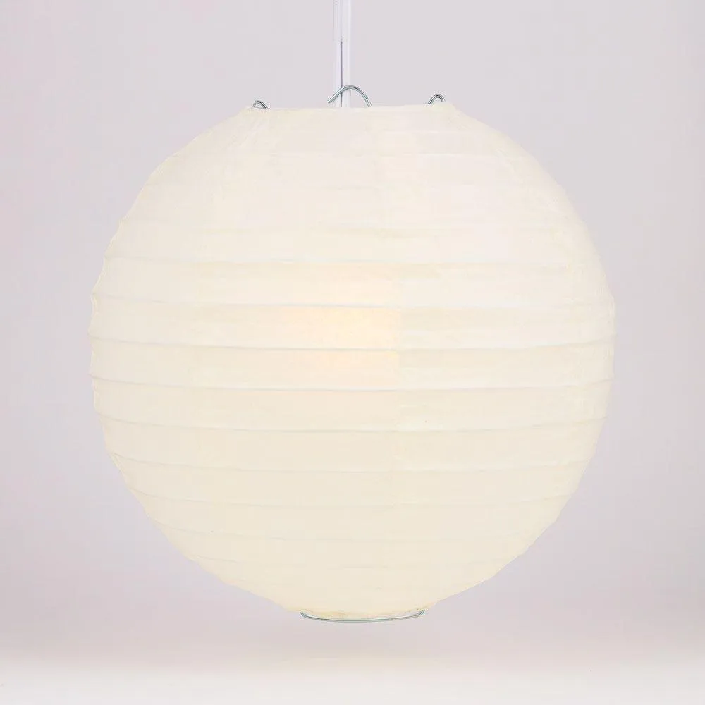 36" Beige / Ivory Jumbo Round Paper Lantern, Parallel Ribbing, Chinese Hanging Wedding & Party Decoration