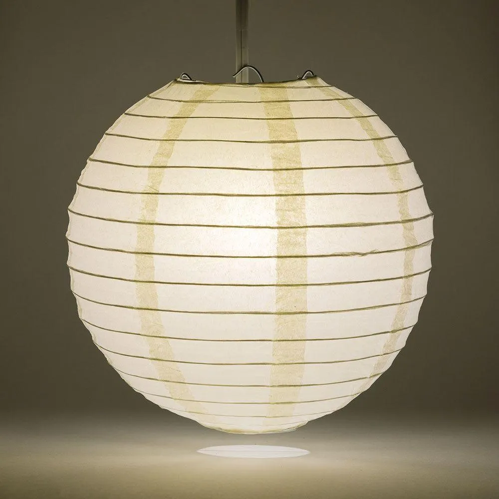 36" Beige / Ivory Jumbo Round Paper Lantern, Parallel Ribbing, Chinese Hanging Wedding & Party Decoration
