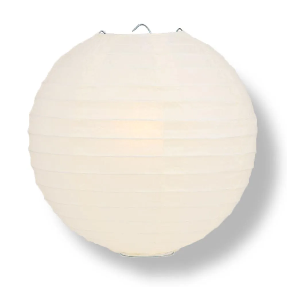 36" Beige / Ivory Jumbo Round Paper Lantern, Parallel Ribbing, Chinese Hanging Wedding & Party Decoration