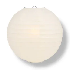 36" Beige / Ivory Jumbo Round Paper Lantern, Parallel Ribbing, Chinese Hanging Wedding & Party Decoration