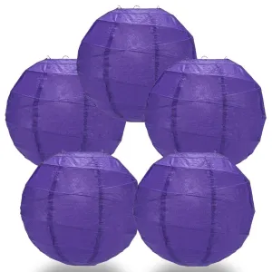 5-Pack 12 Inch Plum Purple Free-Style Ribbing, Hanging Paper Lanterns