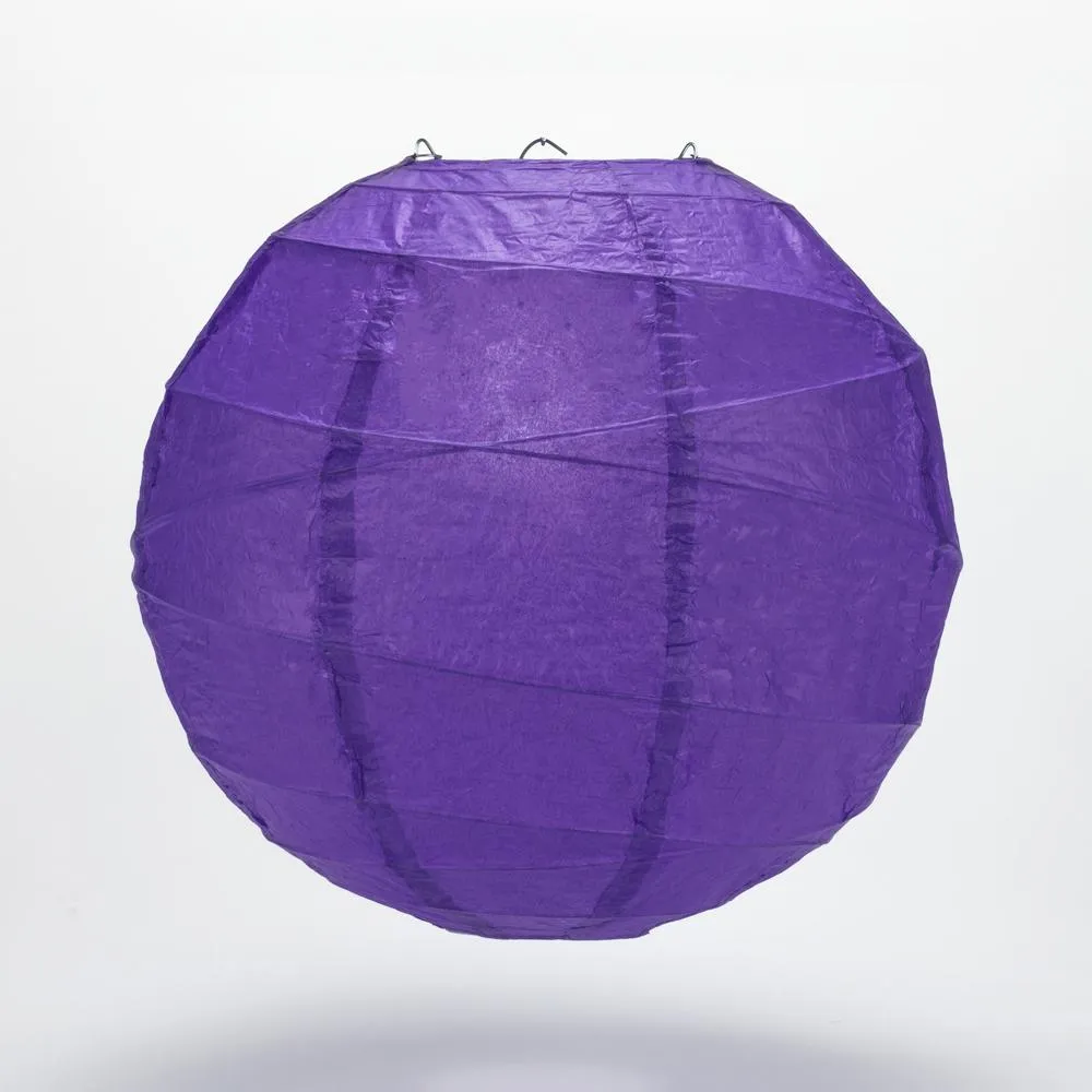 5-Pack 12 Inch Plum Purple Free-Style Ribbing, Hanging Paper Lanterns