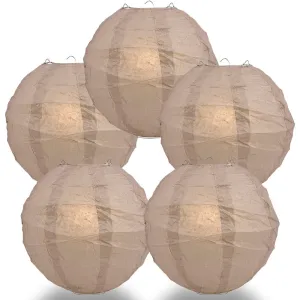 5-Pack 16 Inch Dusty Sand Rose Free-Style Ribbing Round Paper Lantern