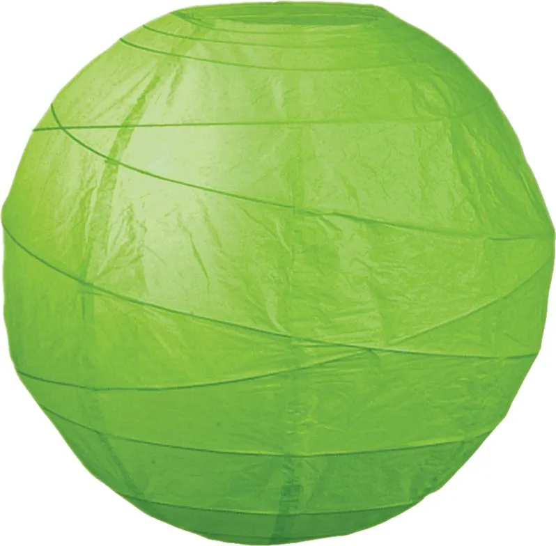 5-Pack 16 Inch Grass Greenery Free-Style Ribbing Round Paper Lantern