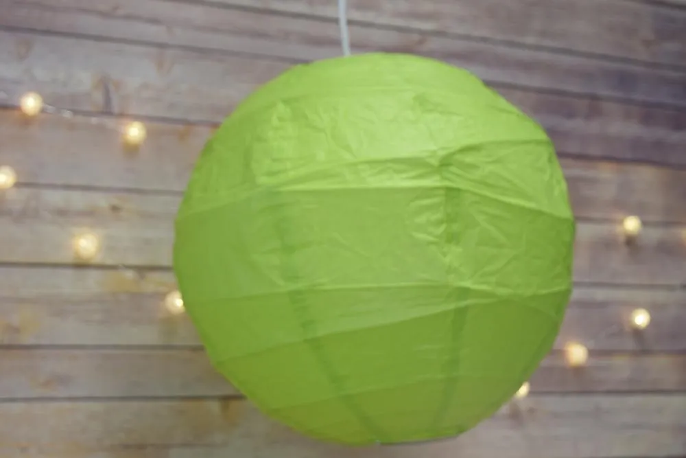 5-Pack 16 Inch Grass Greenery Free-Style Ribbing Round Paper Lantern