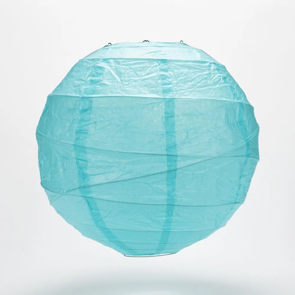 5-Pack 20 Inch Baby Blue Free-Style Ribbing Round Paper Lantern
