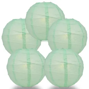 5-Pack 24 Inch Cool Mint Green Free-Style Ribbing Round Paper Lantern