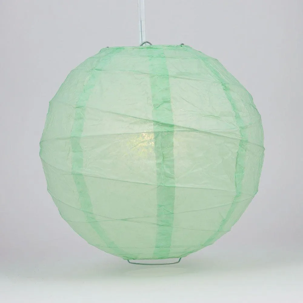 5-Pack 24 Inch Cool Mint Green Free-Style Ribbing Round Paper Lantern