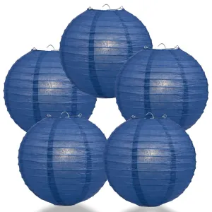 5-Pack 30 Inch Navy Blue Jumbo Parallel Ribbing Round Paper Lantern