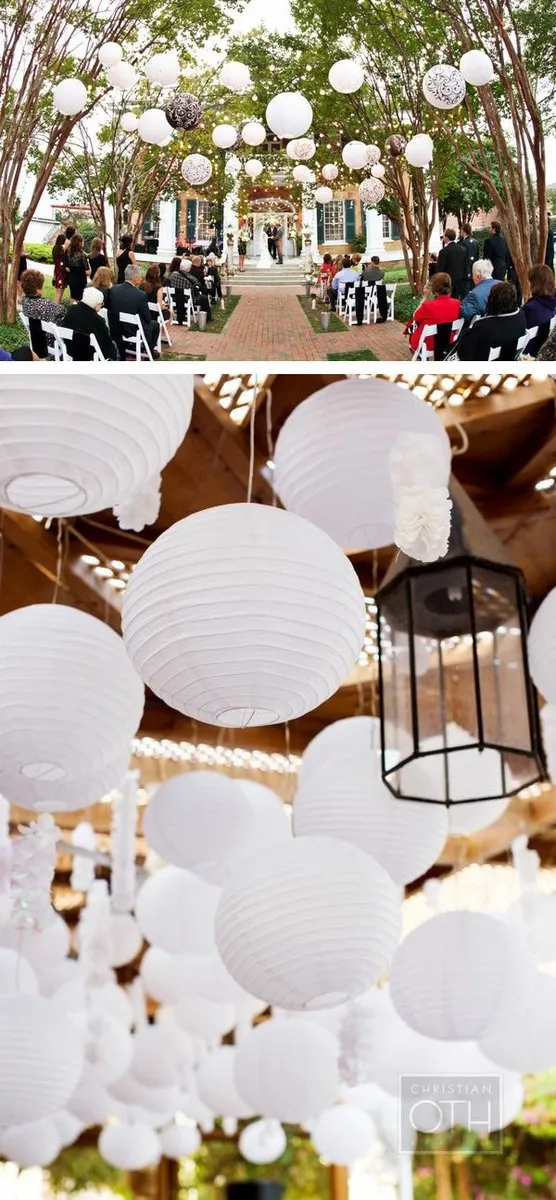 50-Pack 18 Inch White Free-Style Ribbing Round Paper Lantern