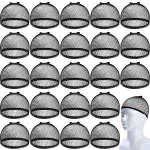 50 Pieces Wig Caps Mesh Net Wig Cap Stocking Wig Caps Stretchy Nylon Wig Caps Liner Weaving Caps Close End Fishnet Wig Cap for Women Girls Men (Black) Black