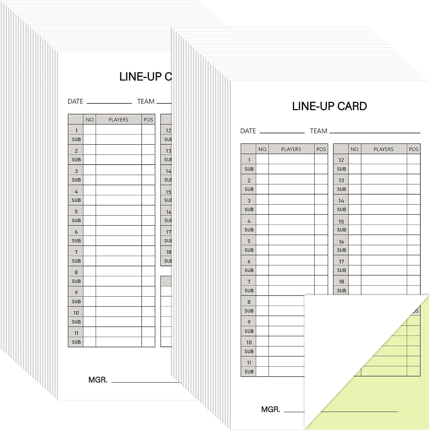 50/100/200 Baseball Softball Lineup Cards 4.52 x 7.86 Inch Lineup Sheet Games with Player Roster Baseball Scorebook Coaching Accessories for Coaches Umpires, 4 Part Carbonless Copies