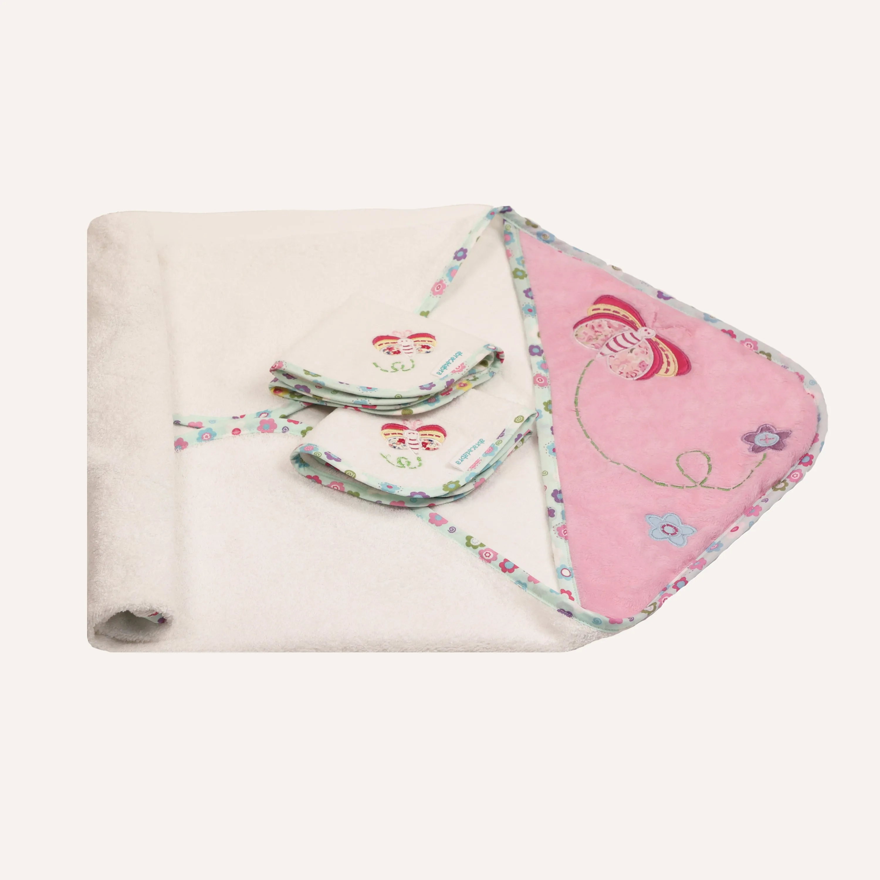 Abracadabra Hooded Towel With 2 Face Washers - Papillon