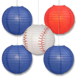 Atlanta Pro Baseball Red & Blue 14-inch Paper Lanterns 5pc Combo Party Pack