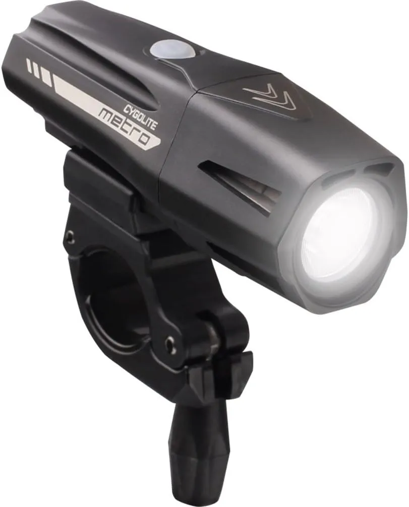 Cygolite Metro 1200, 1100, 950, 800, 650 Lumen Bicycle Headlight Models  Night & Day Modes Compact IP67 Waterproof Secured Hard Mount USB Rechargeable for Road, Mountain, Commuter Bicycles