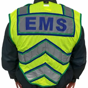 EMS UltraBright Green Blue 6-Point Breakaway Public Safety Vest