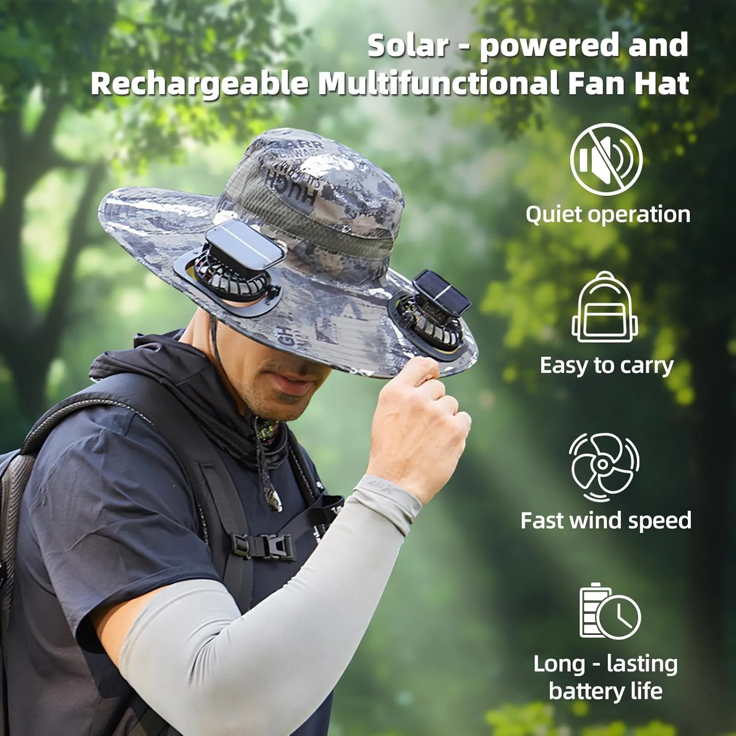 Fan Hat Solar Powered Wide Brim Solar Fan Hat for Men Women Sun Bucket Hats with Solar Fans Built in Fishing Gardening Hats