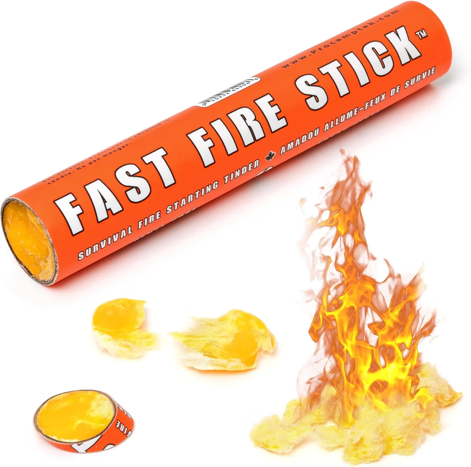 Fast Fire Stick - Survival Fire Starting Tinder, New Fat Rope Stick Version, Best Firestarter for Emergency, Survival, Campfire, Bushcraft, and Hiking - Waterproof & Non-Toxic