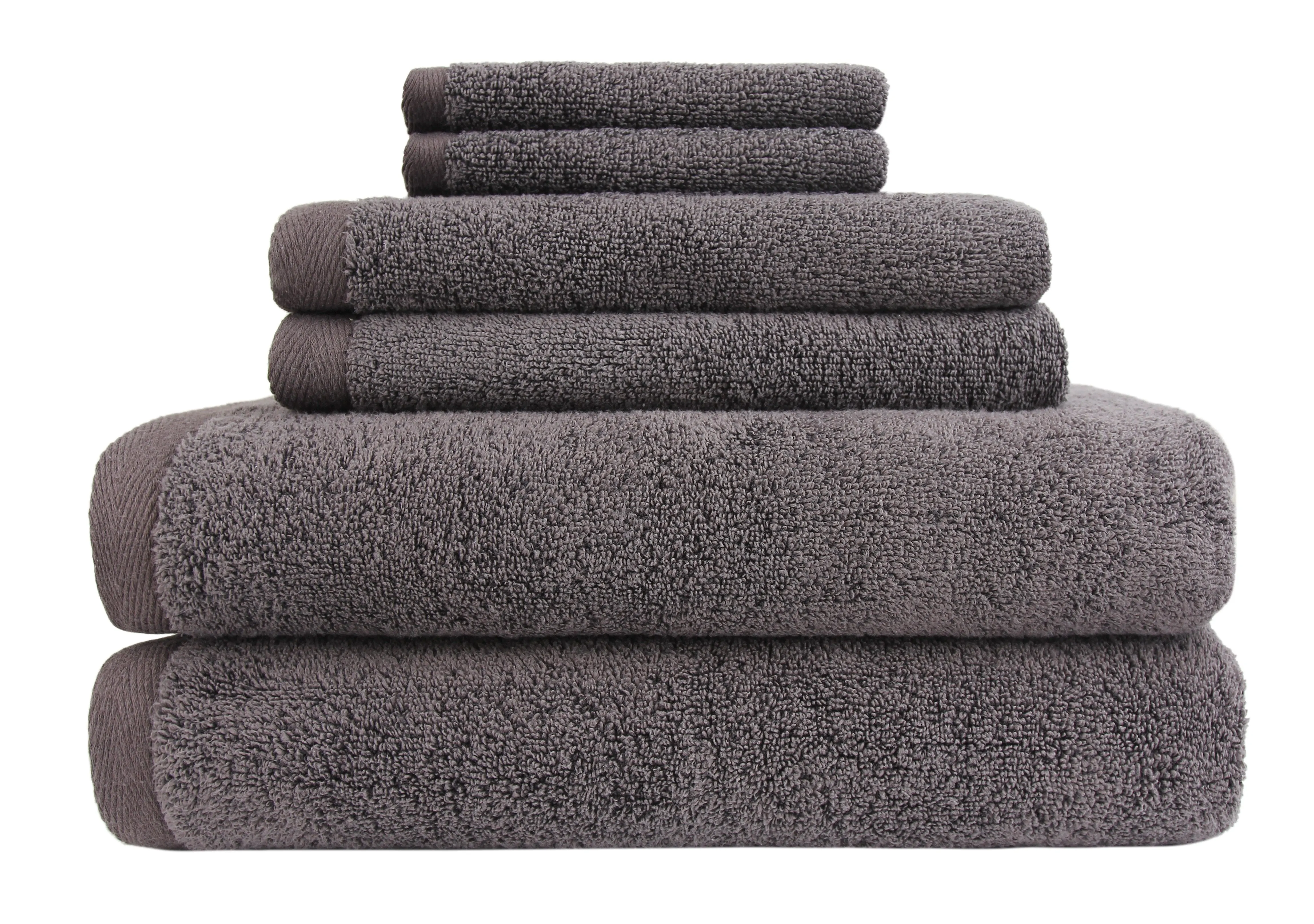Flat Loop 6 Piece Bath Towel Set, Porcelain (White)