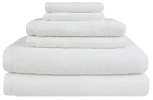 Flat Loop 6 Piece Bath Towel Set, Porcelain (White)