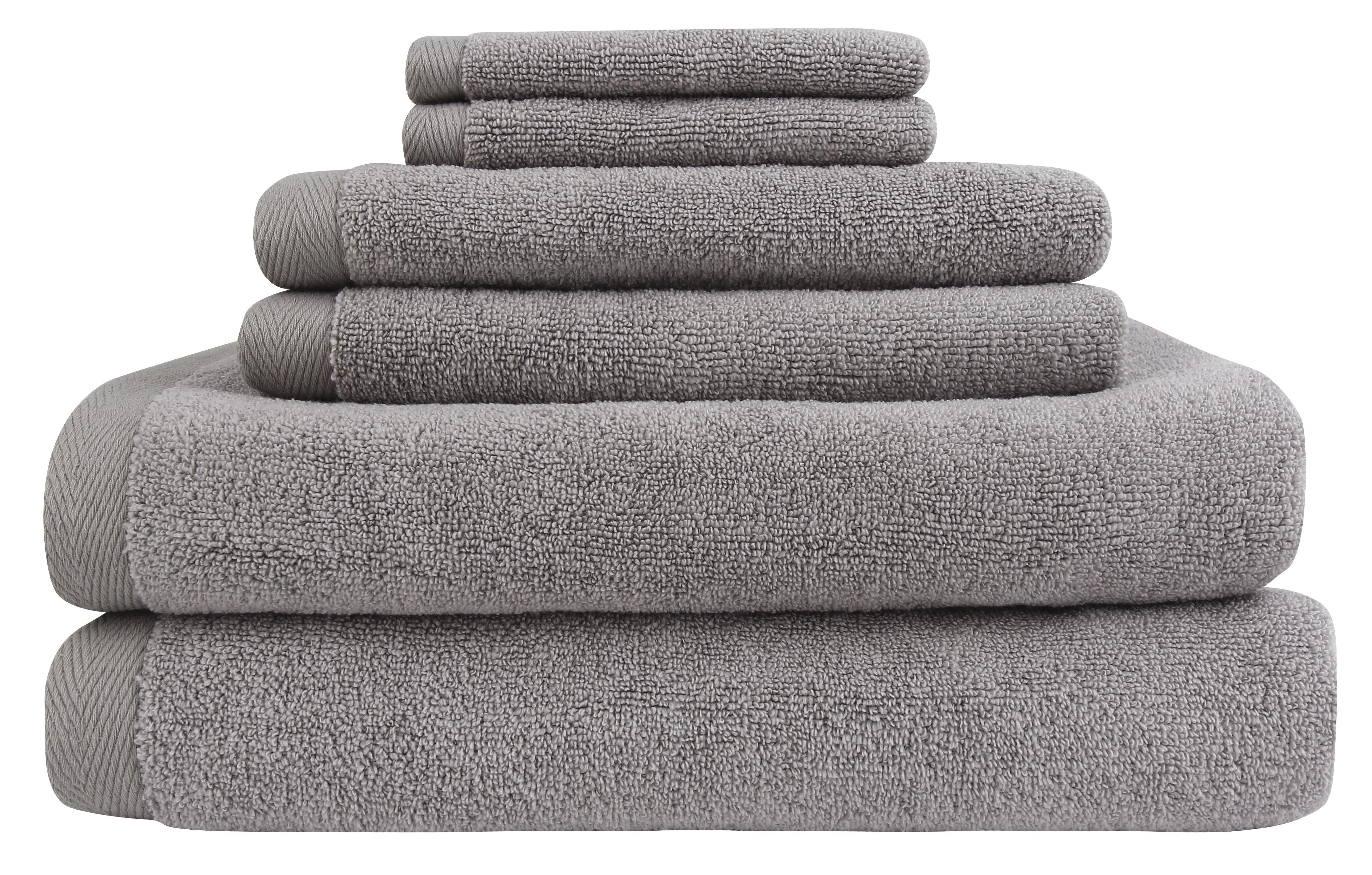 Flat Loop 6 Piece Bath Towel Set, Porcelain (White)
